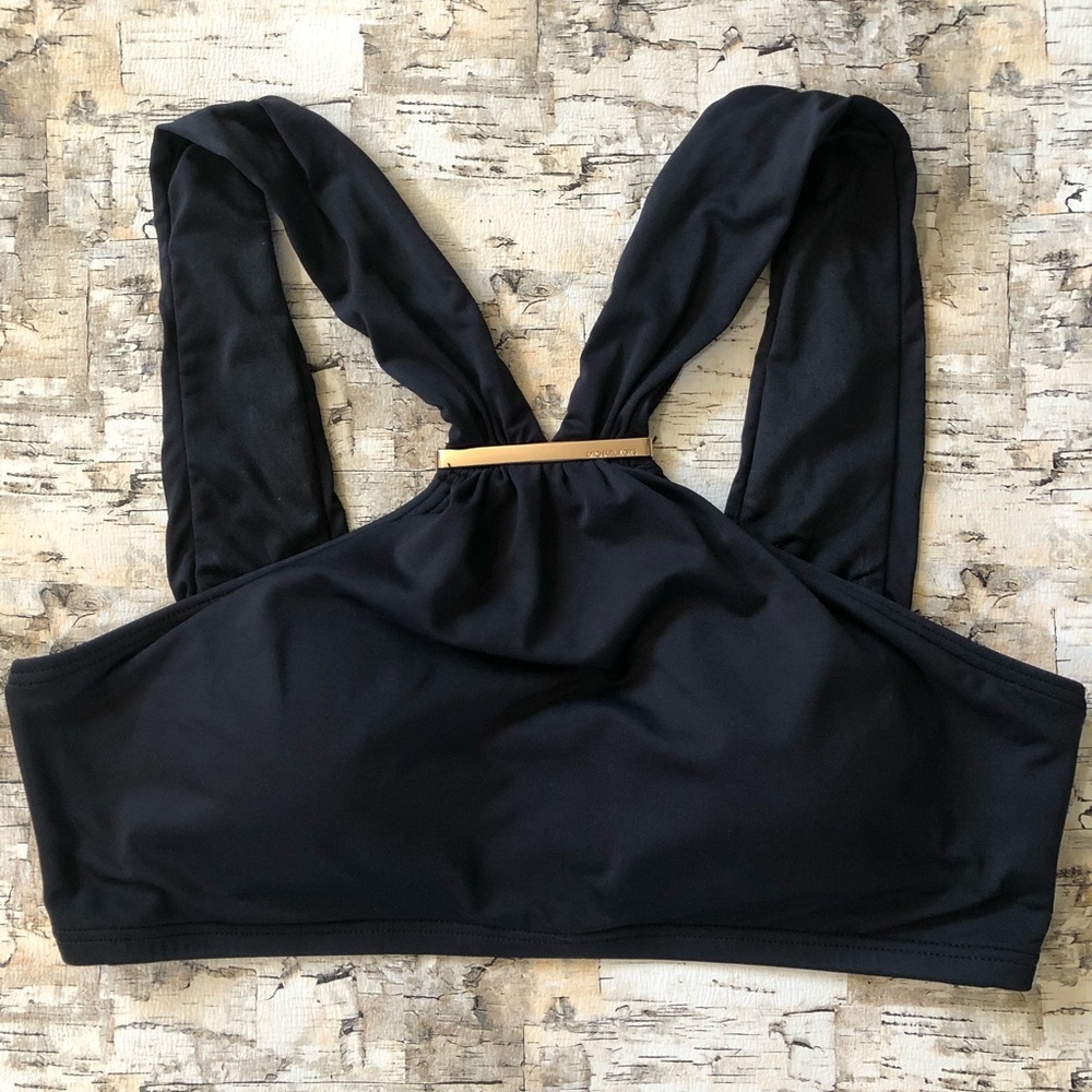 Michael Kors Black Gold Logo Bar Bikini Set M / L - Picture 4 of 8